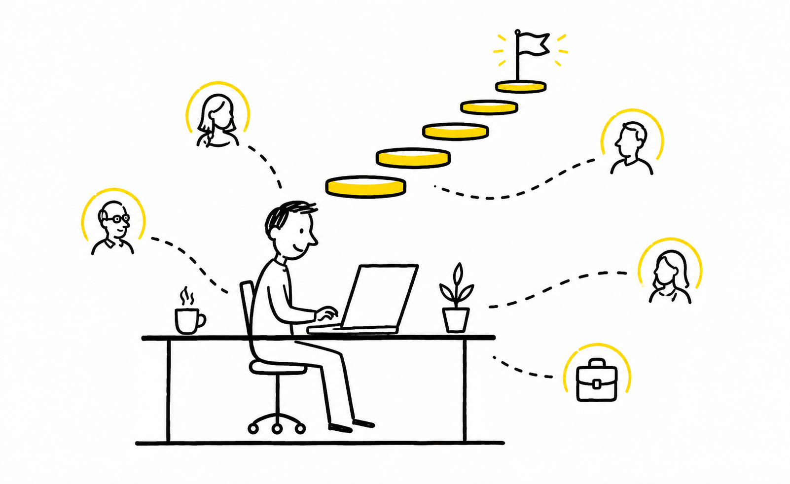 A remote professional building relationships and career opportunities