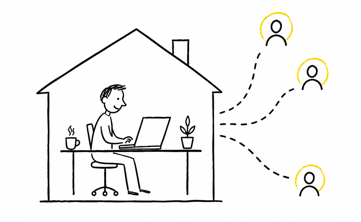 A remote professional working from home and building relationships with colleagues